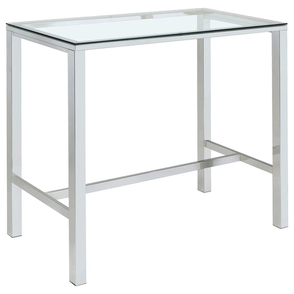 Tolbert Rectangular 47-inch Glass Top Pub Bar Table Chrome