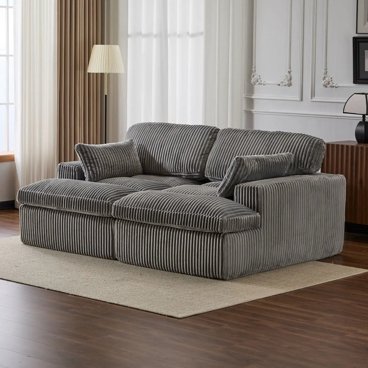 Double Chaise Lounge Chair, Oversized Upholstered Sleeper Cloud Couch by HouseOfZazla