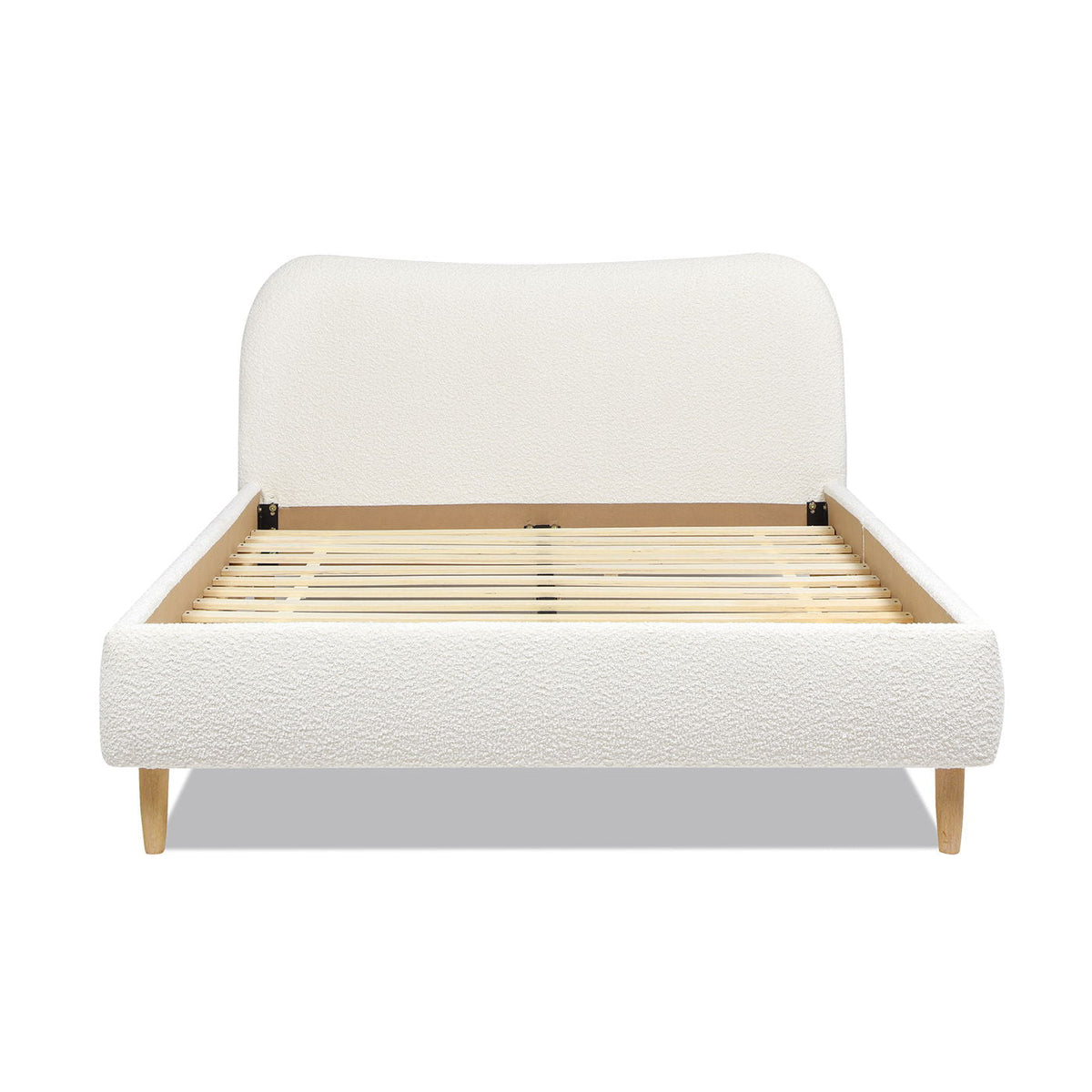 Curved Headboard Upholstered Platform Bed with Mattress Support - Black, White, Dark Green, photo 12 of 40