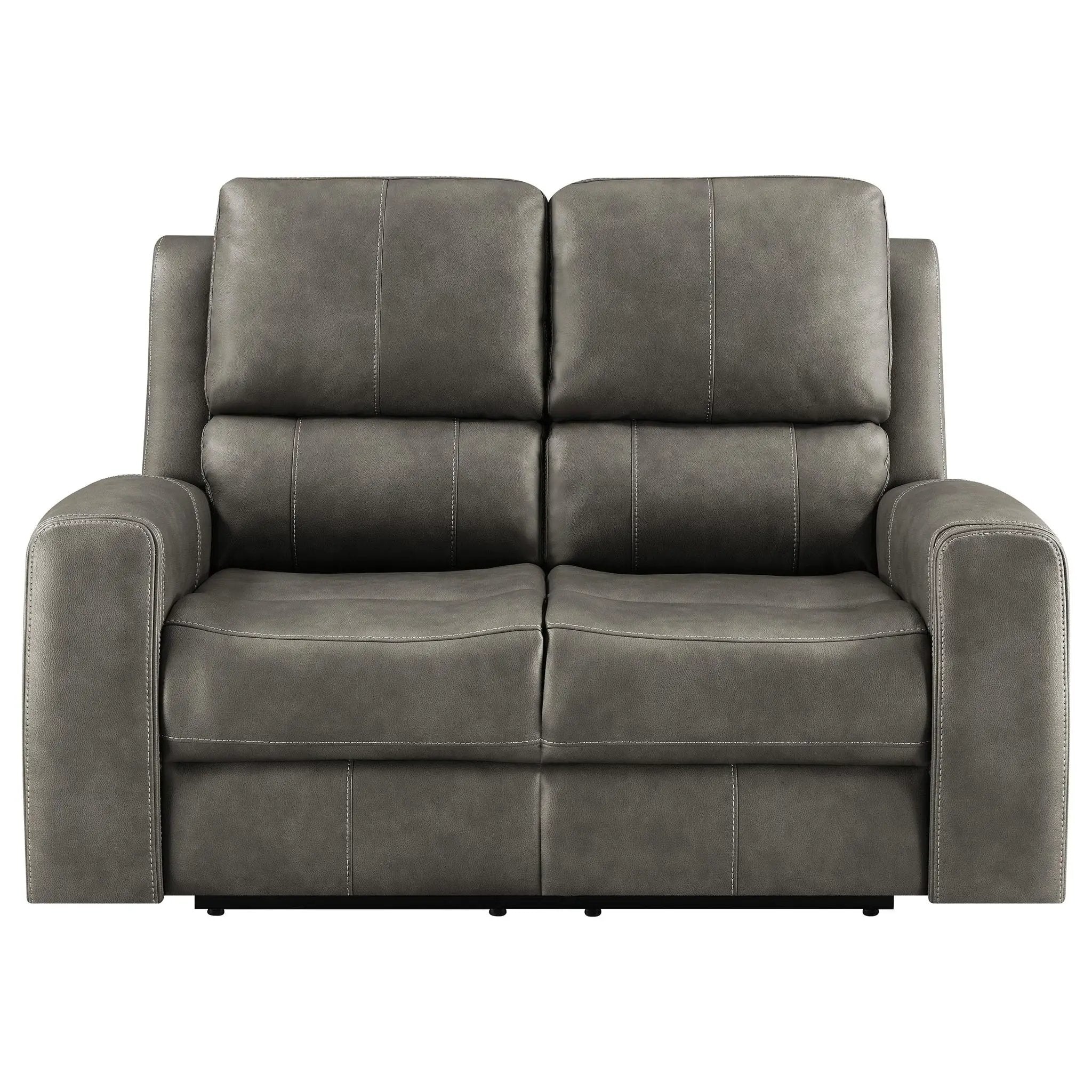Brickston Triple Power Reclining Loveseat Charcoal by Unique Piece Furniture