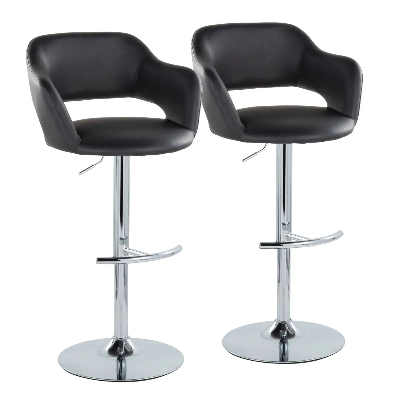 Margarite - Contemporary Ajustable Barstool With Swivel With Rounded T Footrest (Set of 2) by HouseOfZazla