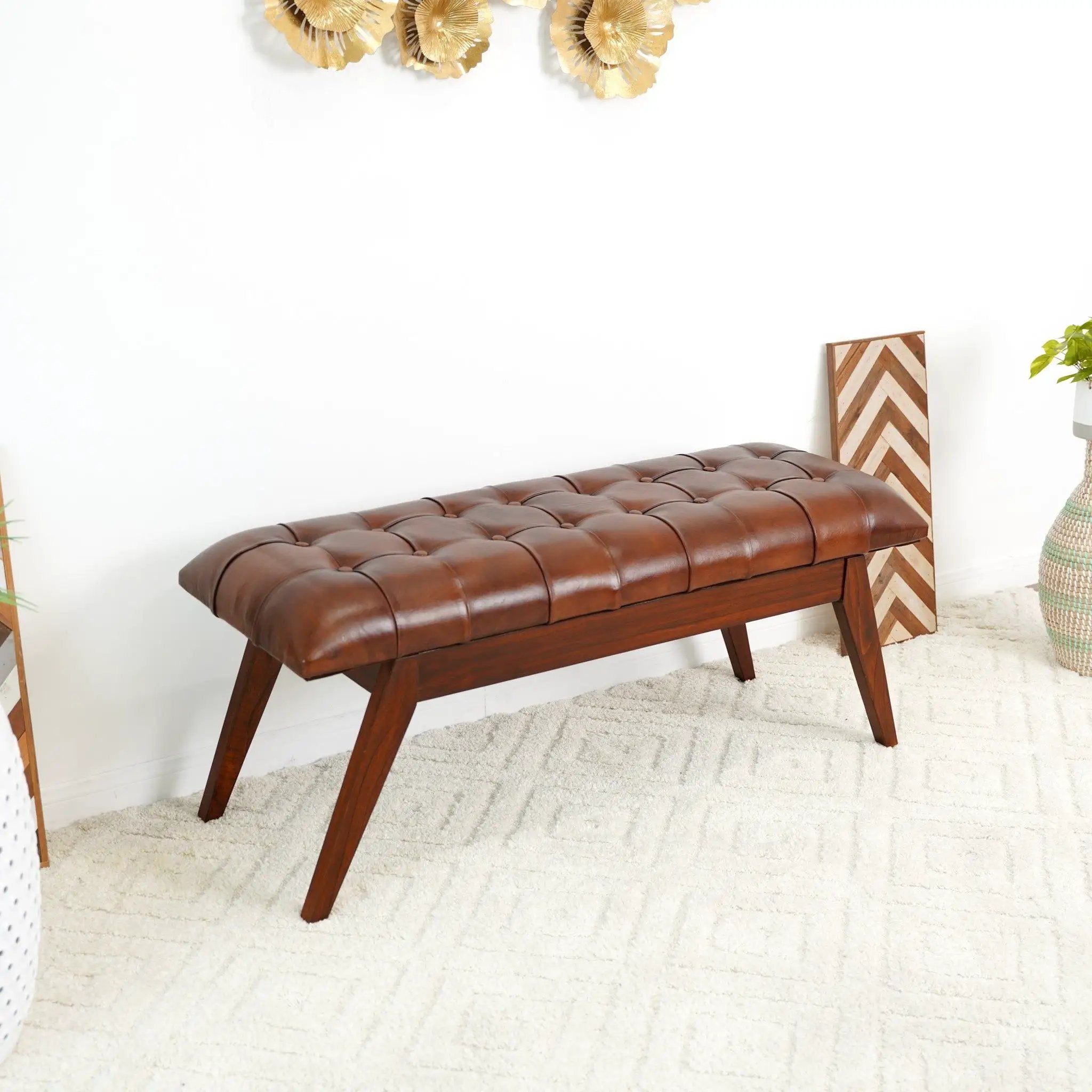 Maja - Bench - Cognac / Dark Brown by HouseOfZazla