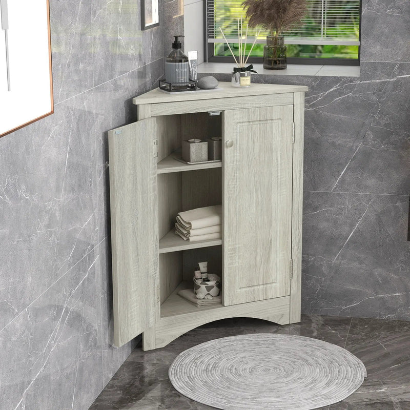 Triangle Bathroom Storage Cabinet With Adjustable Shelves, Freestanding Floor Cabinet For Home Kitchen by Unique Piece Furniture