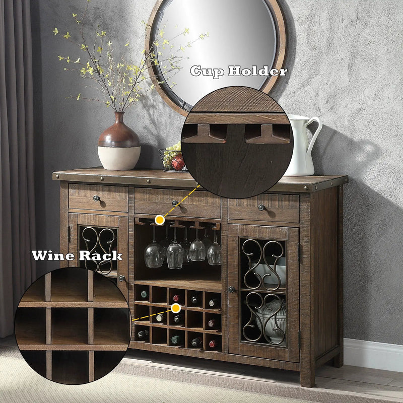 Raphaela - Server With Cup Holder & Wine Rack - Cherry by Unique Piece Furniture