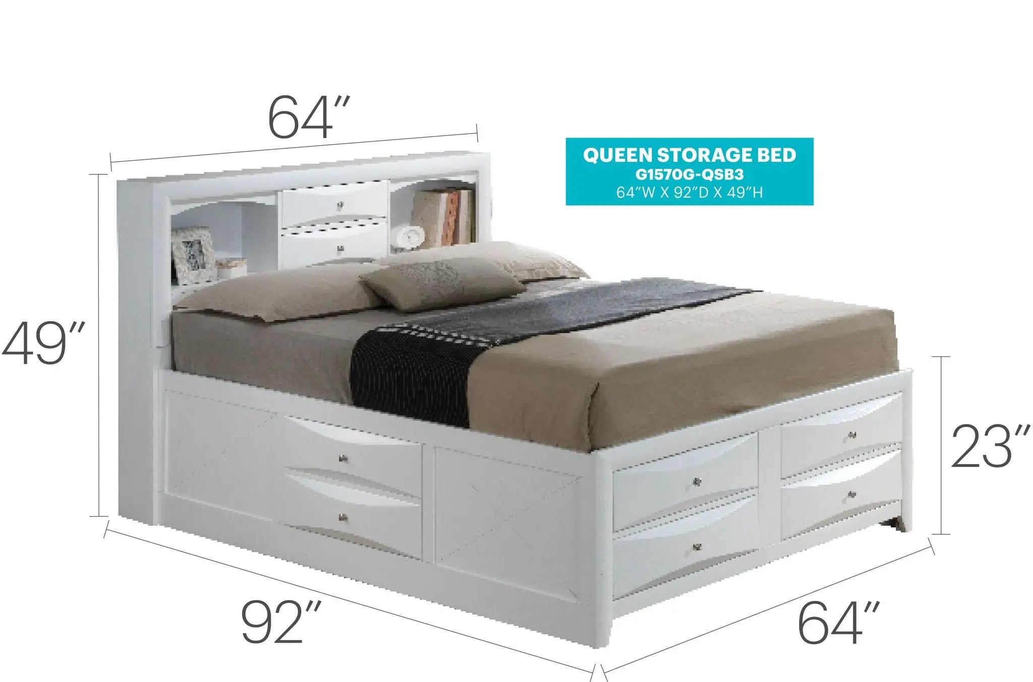 Modern Design Storage Bed With Bookcase Headboard by Unique Piece Furniture