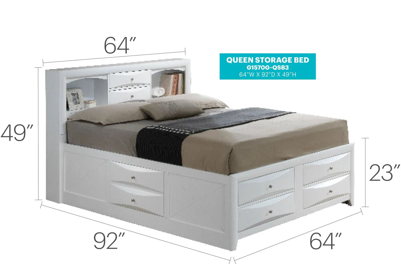 Modern Design Storage Bed With Bookcase Headboard by HouseOfZazla