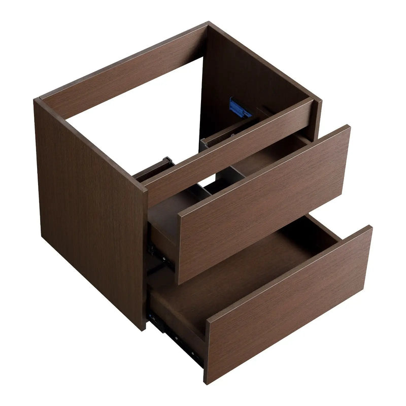 Wall-Mounted Bathroom Vanity, Soft-Close Drawer, Premium Slides - Black Brown by HouseOfZazla