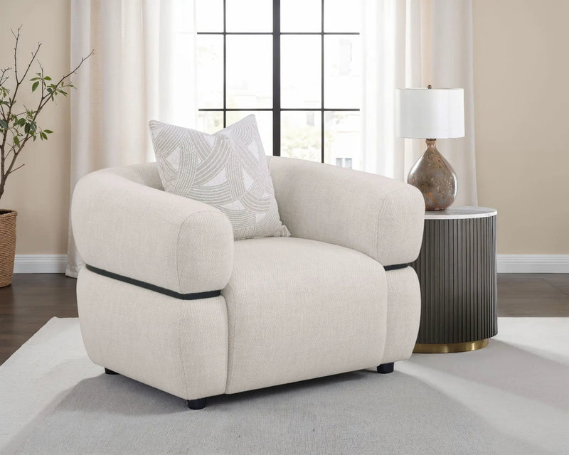 Jeanette Fabric Upholstered Round Arm Accent Chair Beige by Unique Piece Furniture
