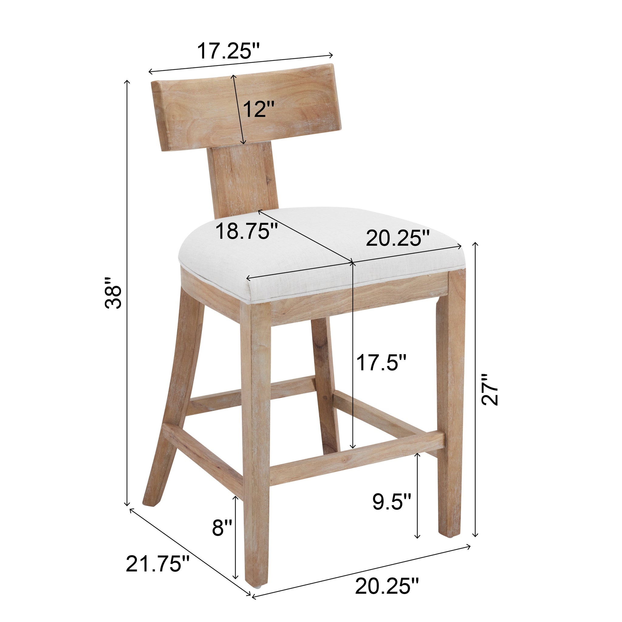 27" Upholstered Counter Stools Set of 2 with Solid Rubber Wood Frame by HouseOfZazla