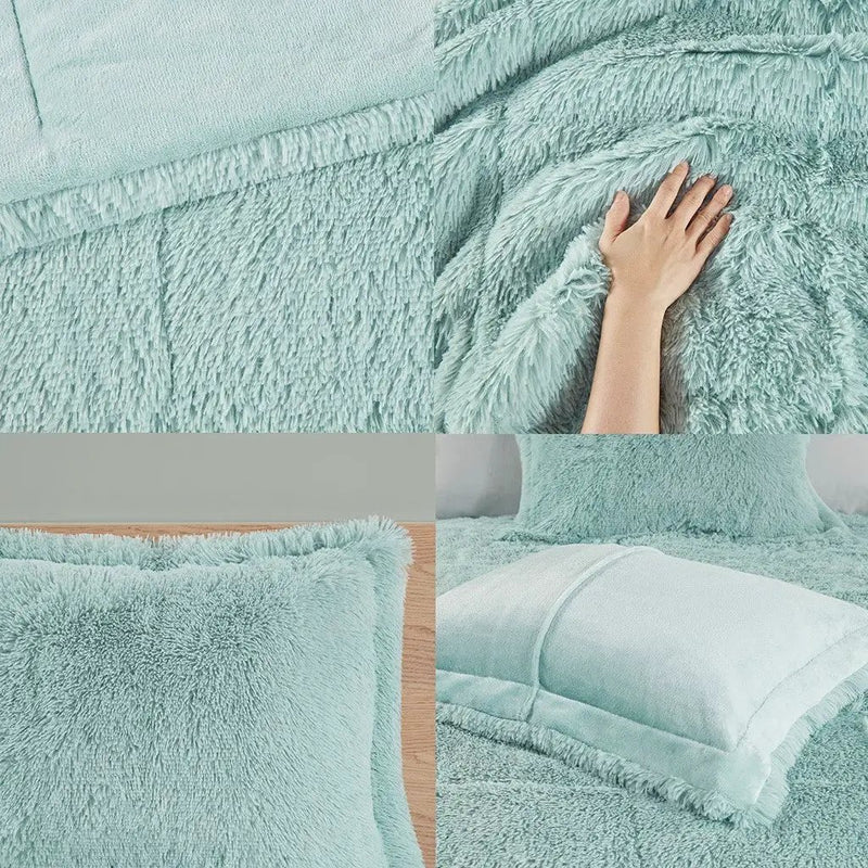 Twin/Twin XL Shaggy Long Fur Comforter Mini Set by HouseOfZazla