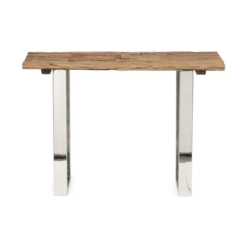Rustic Glam Console Table With Reclaimed Wood And Iron Frame - Natural by HouseOfZazla
