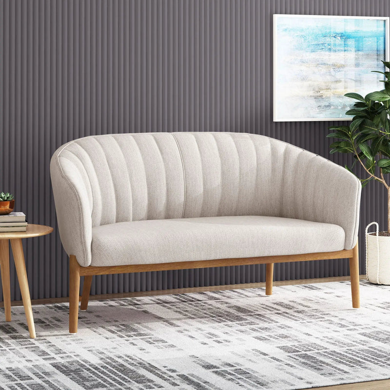 Mid Century Modern Loveseat With Channel Stitched Backrest by HouseOfZazla