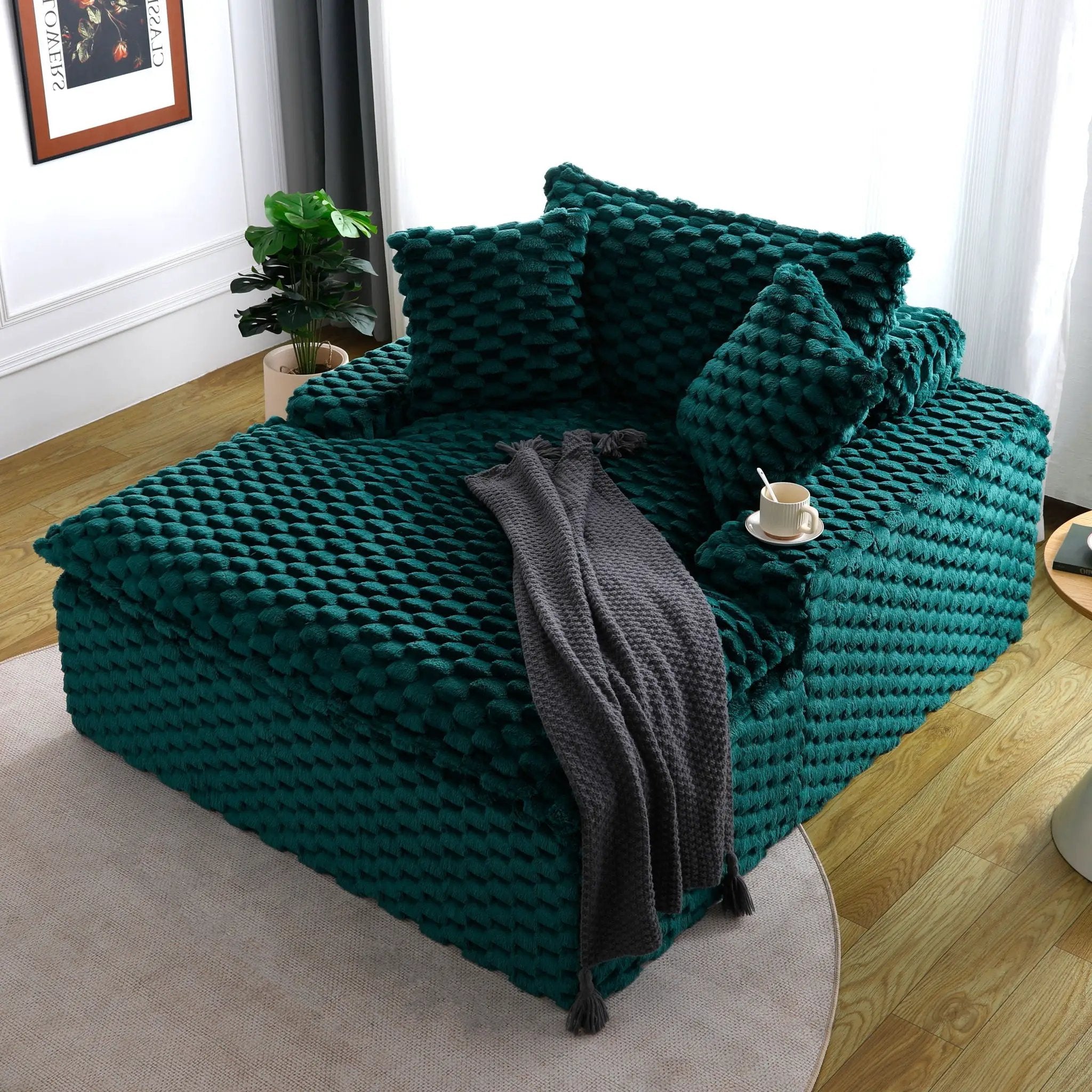 Comfort Bearing Sofa With 2 Pillows And 1 Backrest - Green by Unique Piece Furniture