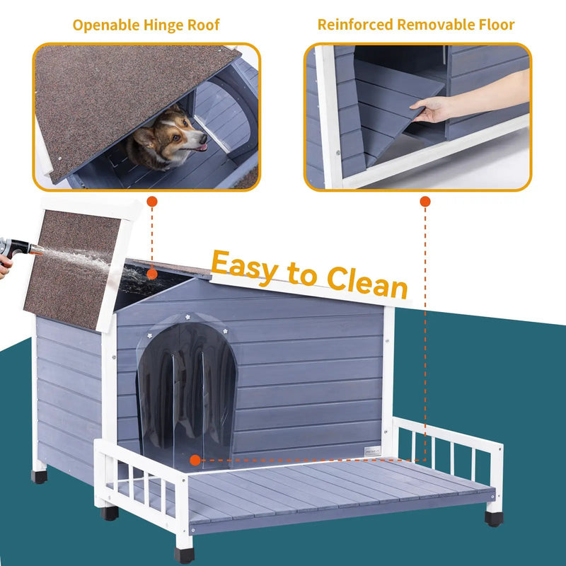 Large Wooden Dog House with Terrace by HouseOfZazla