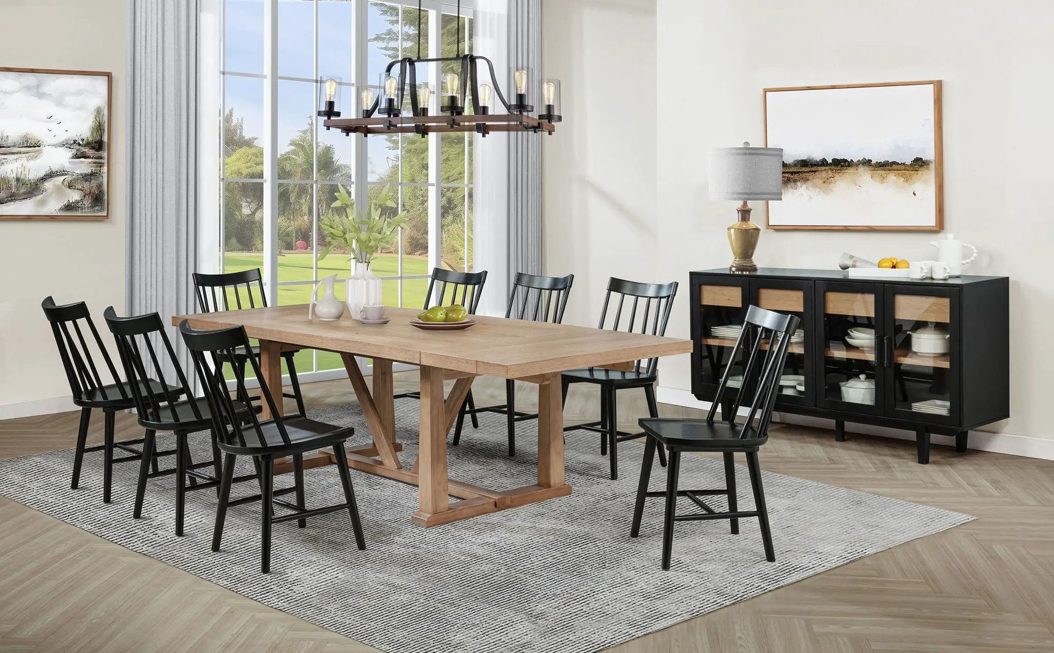 Middleton 10-piece Extension Leaf Dining Set Natural Brown and Black by Unique Piece Furniture
