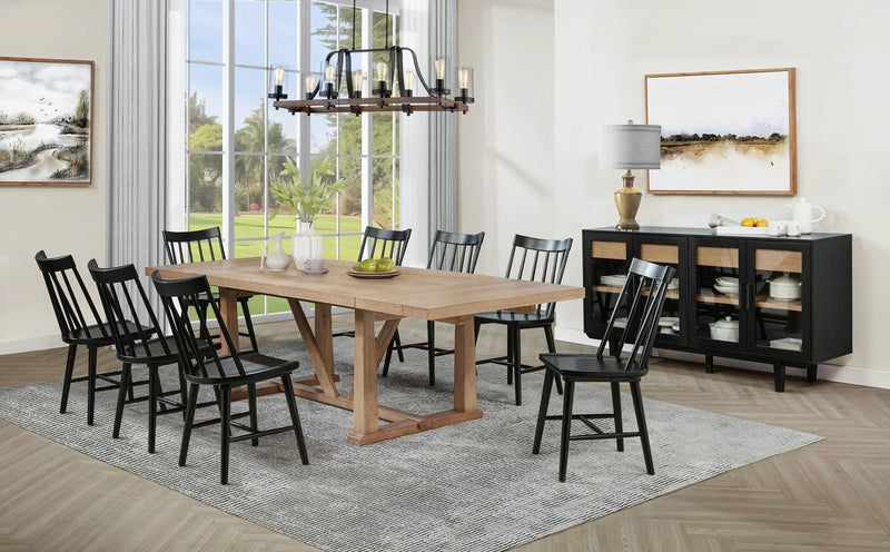 Middleton 10-piece Extension Leaf Dining Set Natural Brown and Black by Unique Piece Furniture