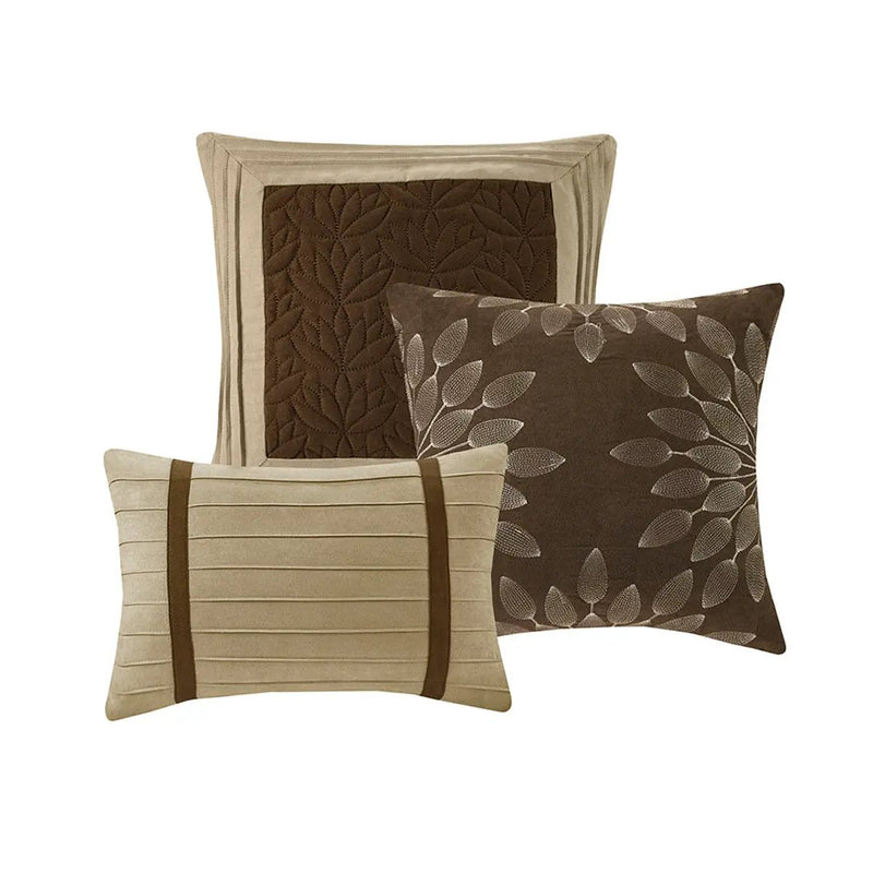 7 Piece Faux Suede Comforter Set Natural Queen by HouseOfZazla