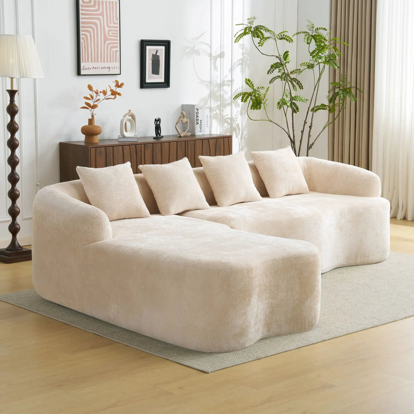 Modular L-Shape Sectional Sofa With Curved Chaise by HouseOfZazla
