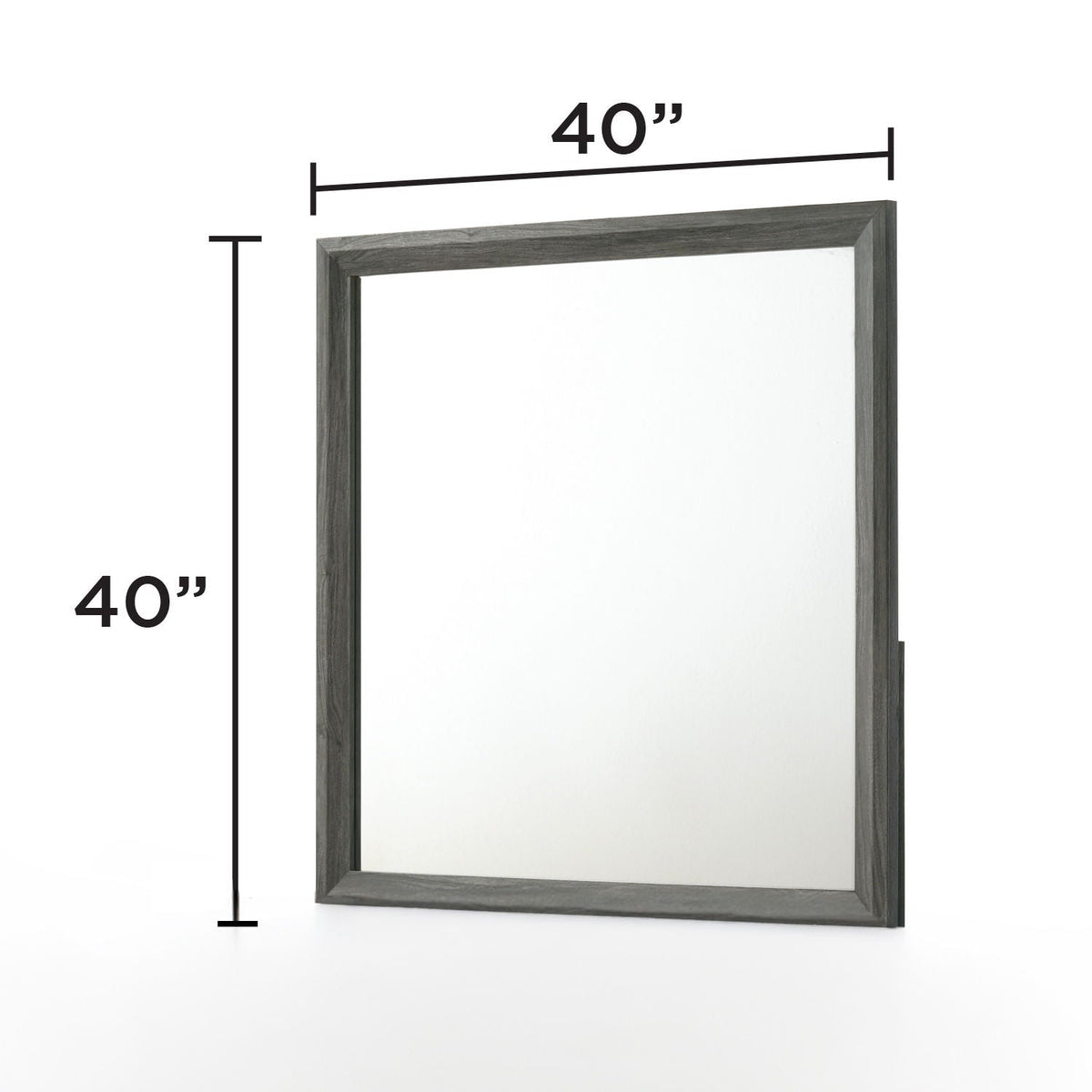 Square Mirror with Modern Wood Frame - Dark Gray or Light Brown, photo 4 of 10