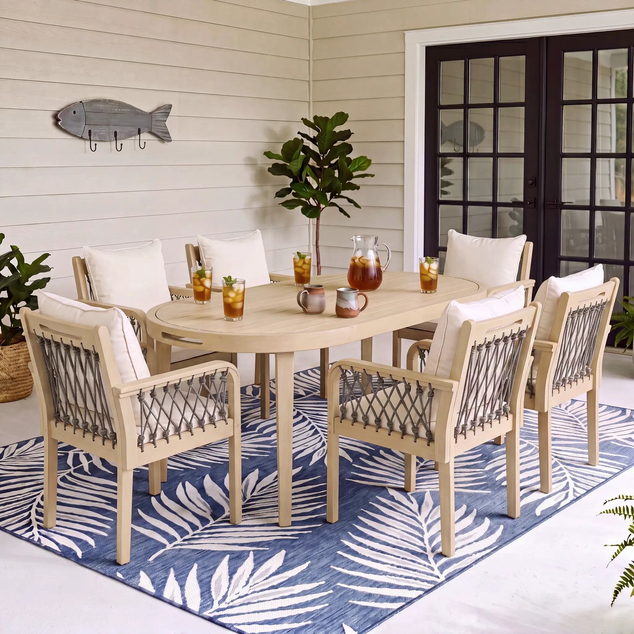 7-Piece Outdoor Acacia Wood Dining Set by HouseOfZazla