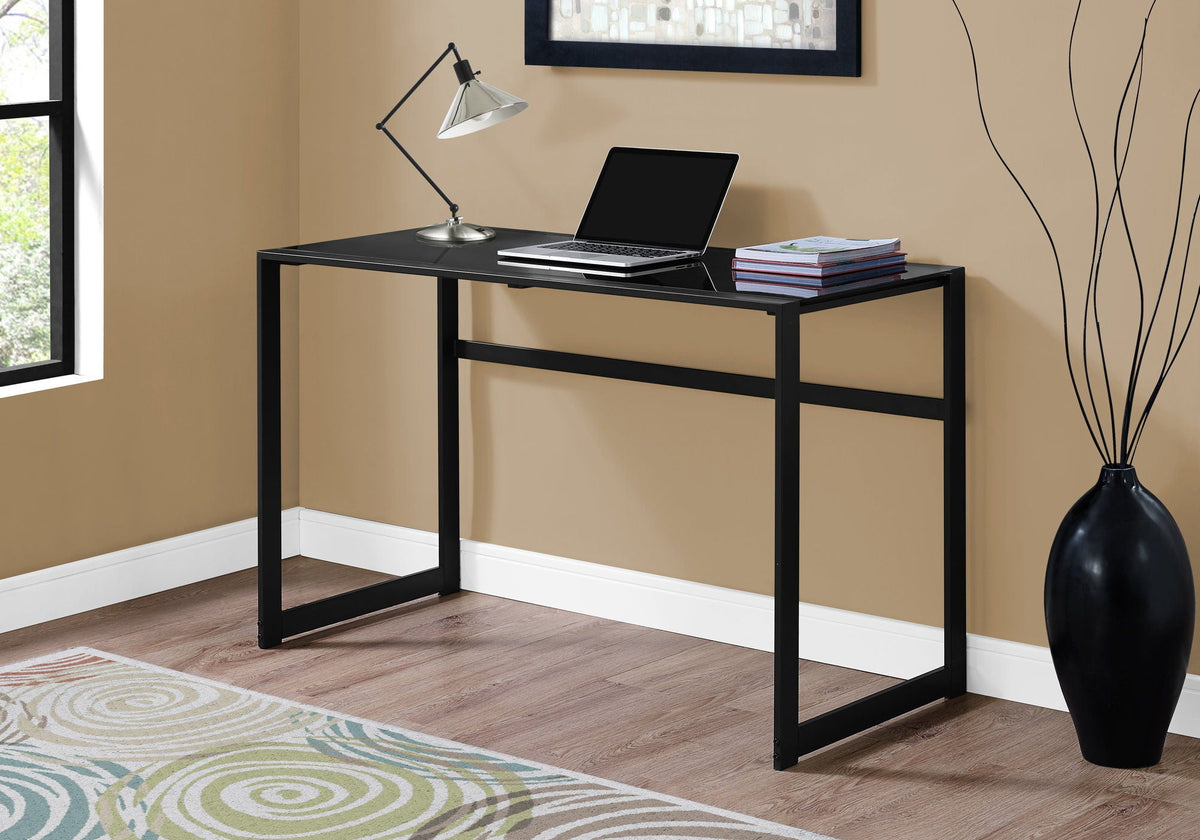 Modern Computer Desk with Frosted Glass Top - Gray or Black, photo 3 of 8