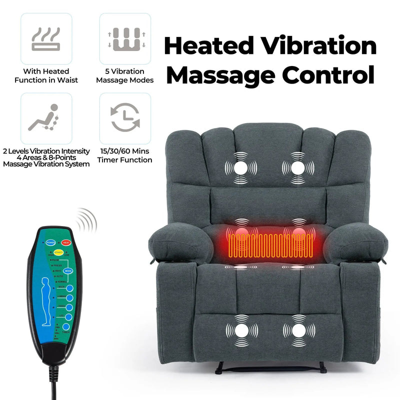 Massage Recliner Chair Sofa With Heating Vibration by HouseOfZazla