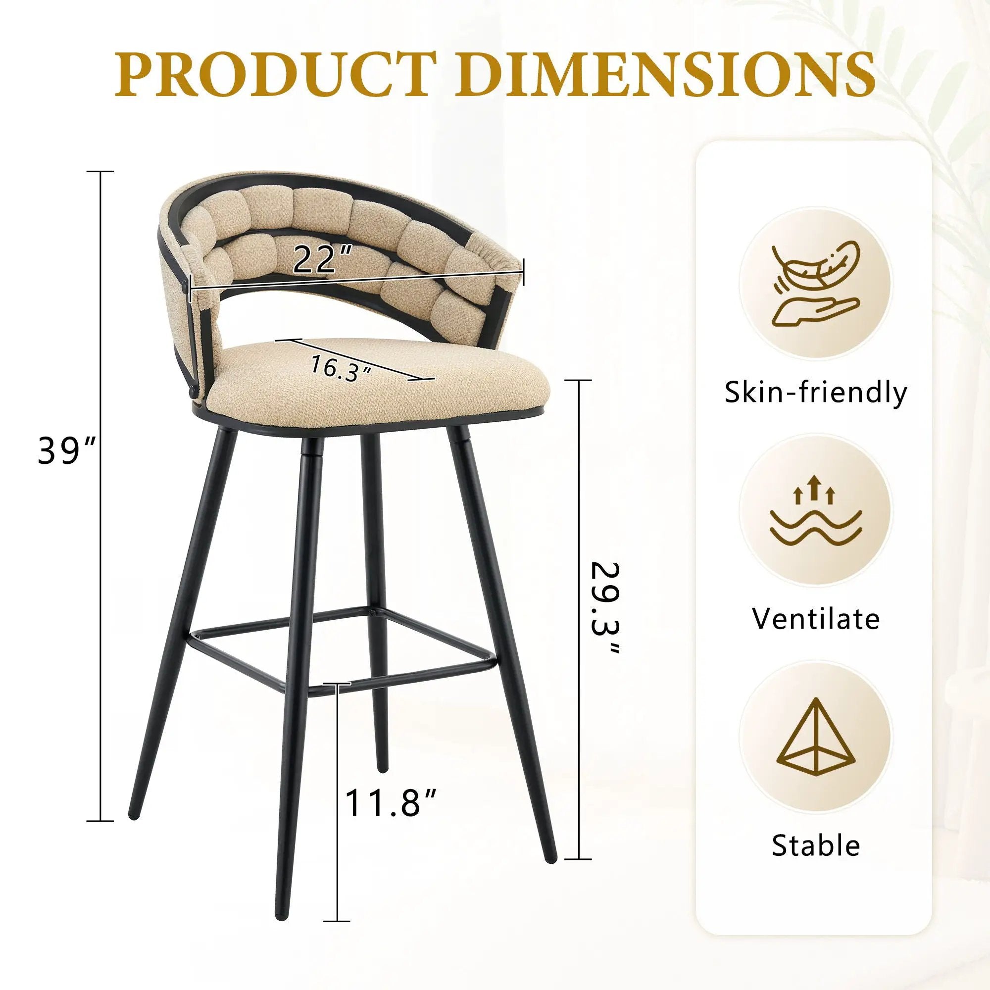 Bar Stools, Kitchen Island Counter Height Stools (Set of 2) by Unique Piece Furniture