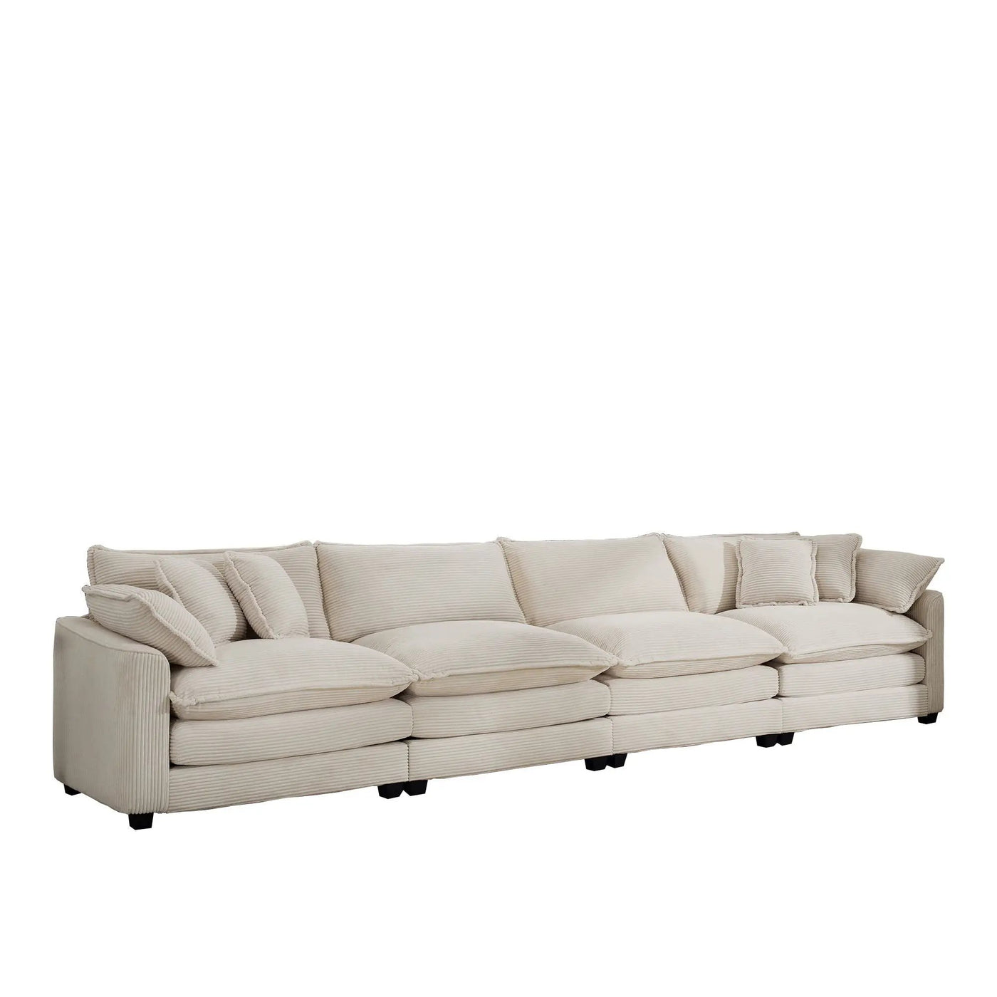 Modern Upholstered 4 Seater Fabric Sofa With Arm And Throw Pillows by Unique Piece Furniture