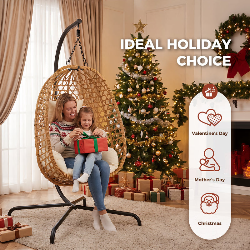 Egg Chair with Stand, Patio Wicker Hanging Chair, Hammock Swing Chair by HouseOfZazla