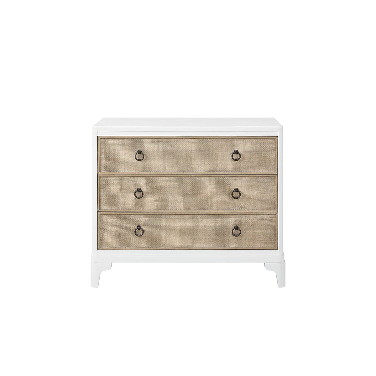 White Hall Chest Nightstand with Cane Fronts and Ample Storage