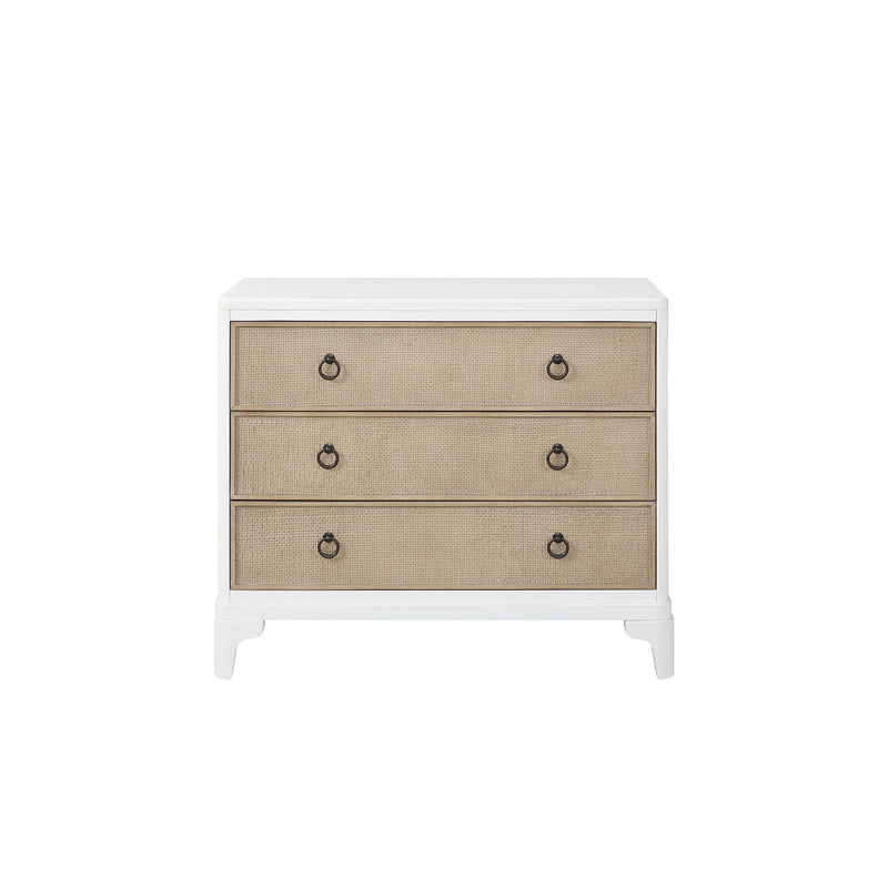 White Hall Chest Nightstand with Cane Fronts and Ample Storage