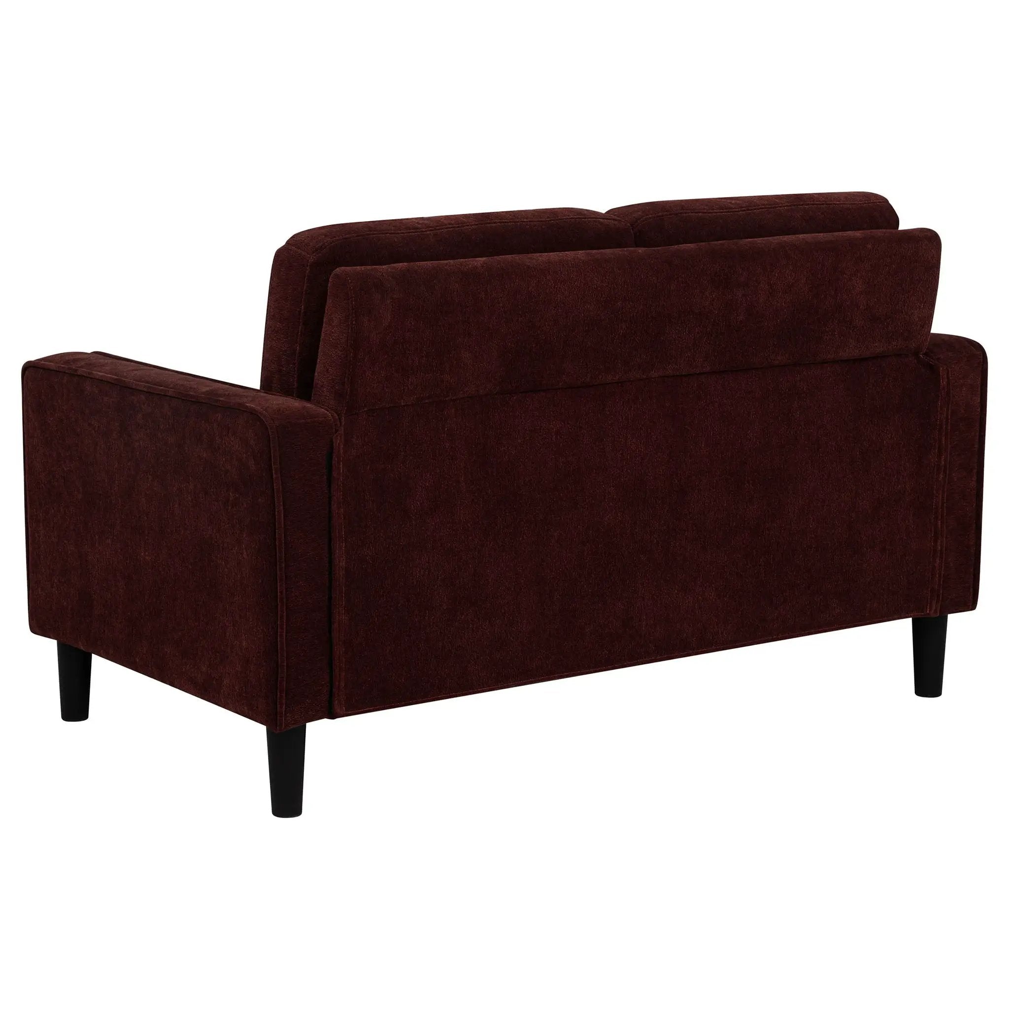 Ruth Fabric Upholstered Track Arm Loveseat Rust Red by Unique Piece Furniture