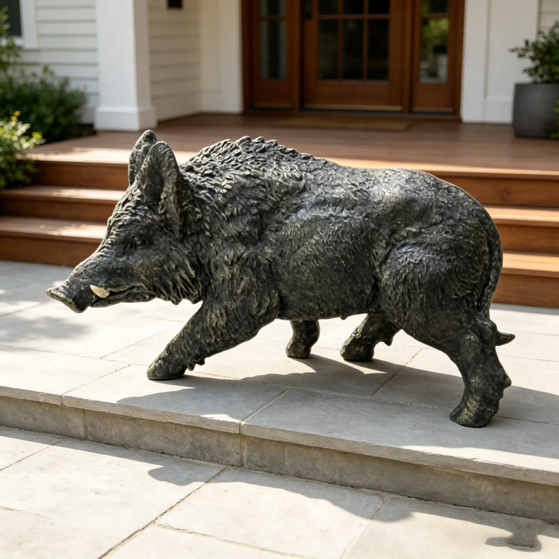 12.20' H x 21.26' L Resin Wild Boar Garden Statue by HouseOfZazla