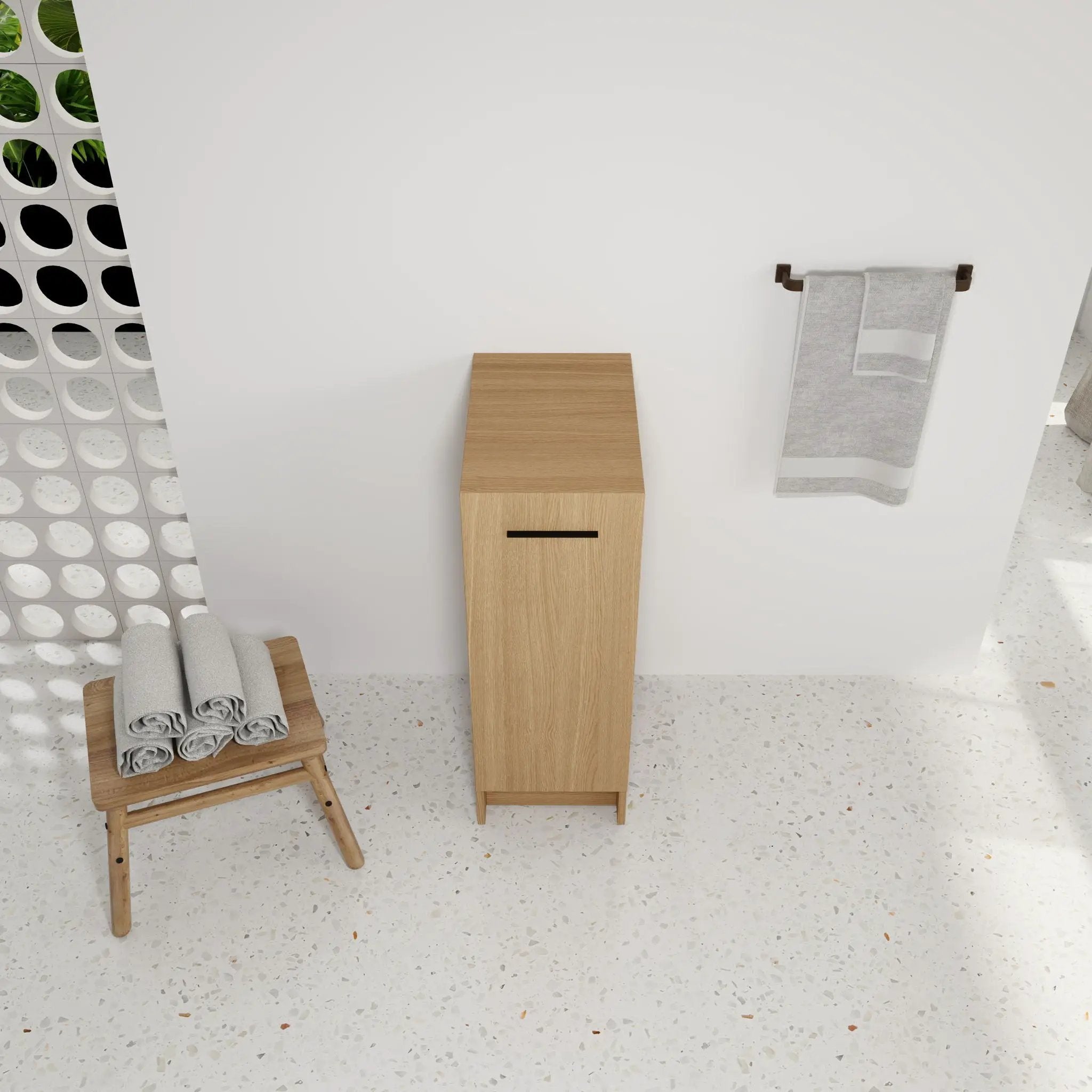 Slim Freestanding Bathroom Storage Cabinet - Light Oak by Unique Piece Furniture
