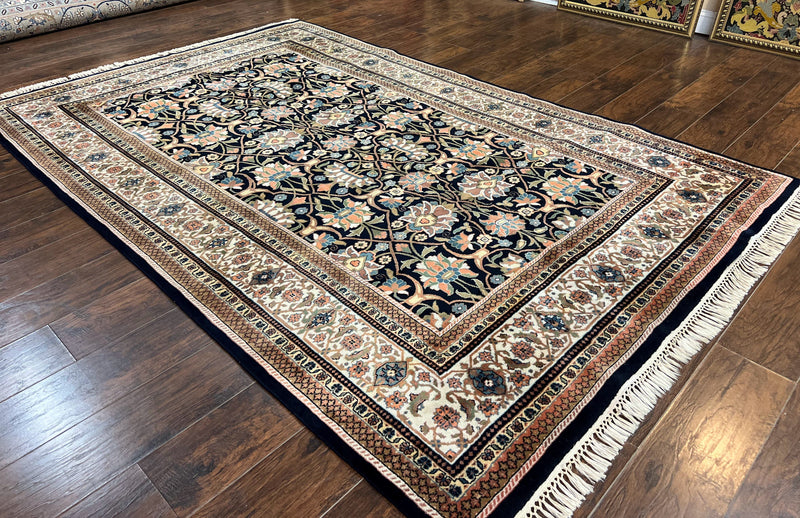 Indo Persian Bidjar Rug 6x10, Vintage Handmade Wool Carpet, Allover Pattern by Jewel Rugs