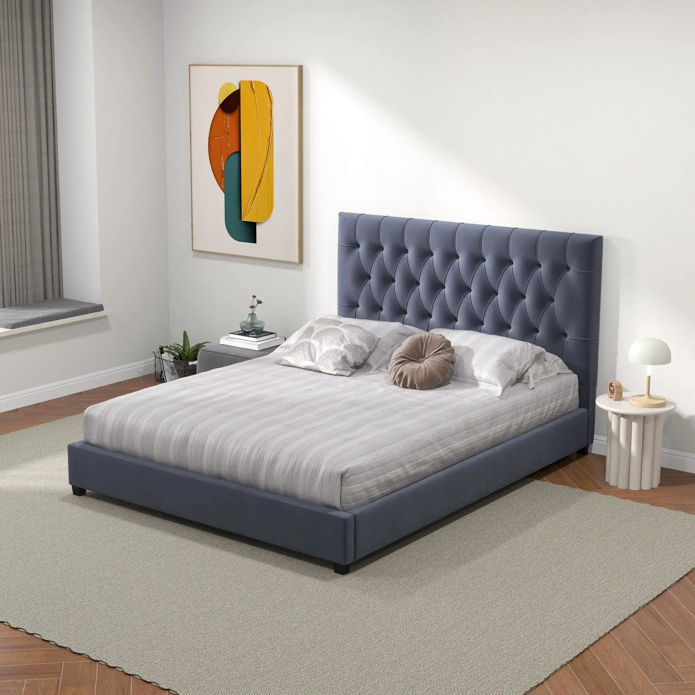Donald - Mid-Century Modern Upholstered Platform Bed by HouseOfZazla