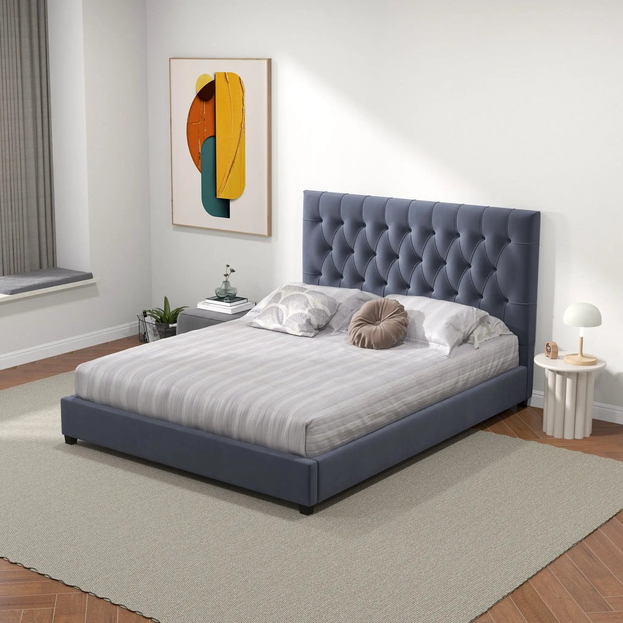 Donald - Mid-Century Modern Upholstered Platform Bed by HouseOfZazla