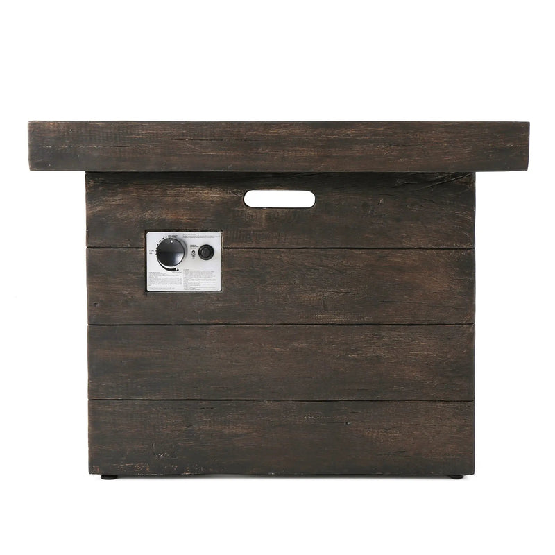 Anchorage 32'' Wood Square MGO Fire Pit Brown - 40,000 BTU by HouseOfZazla