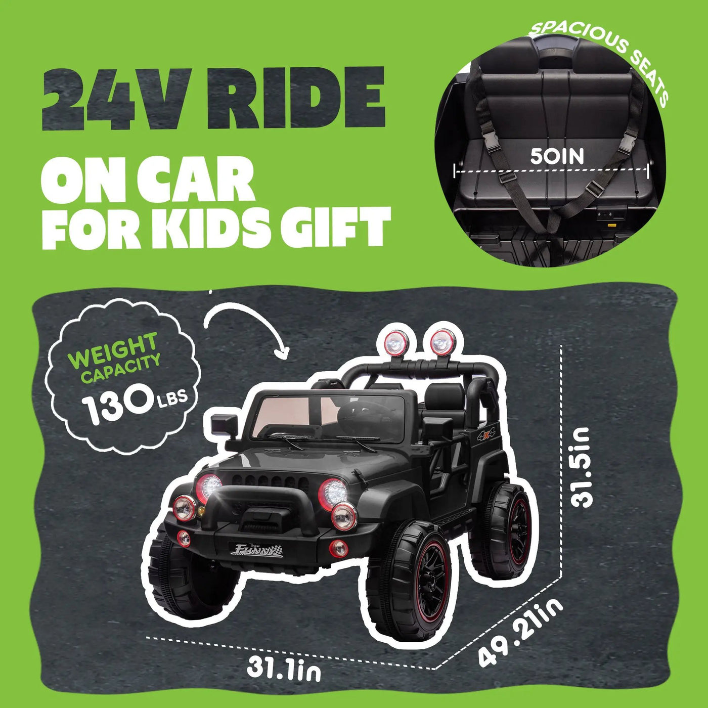 24V Kids Ride-On Electric Car with Parental Control by HouseOfZazla