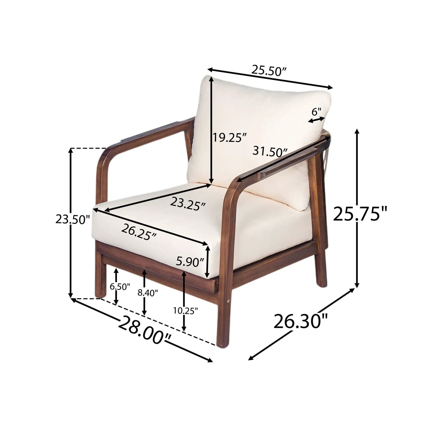 Outdoor Lounge Chair With Woven Backrest and Solid Wood Frame by HouseOfZazla