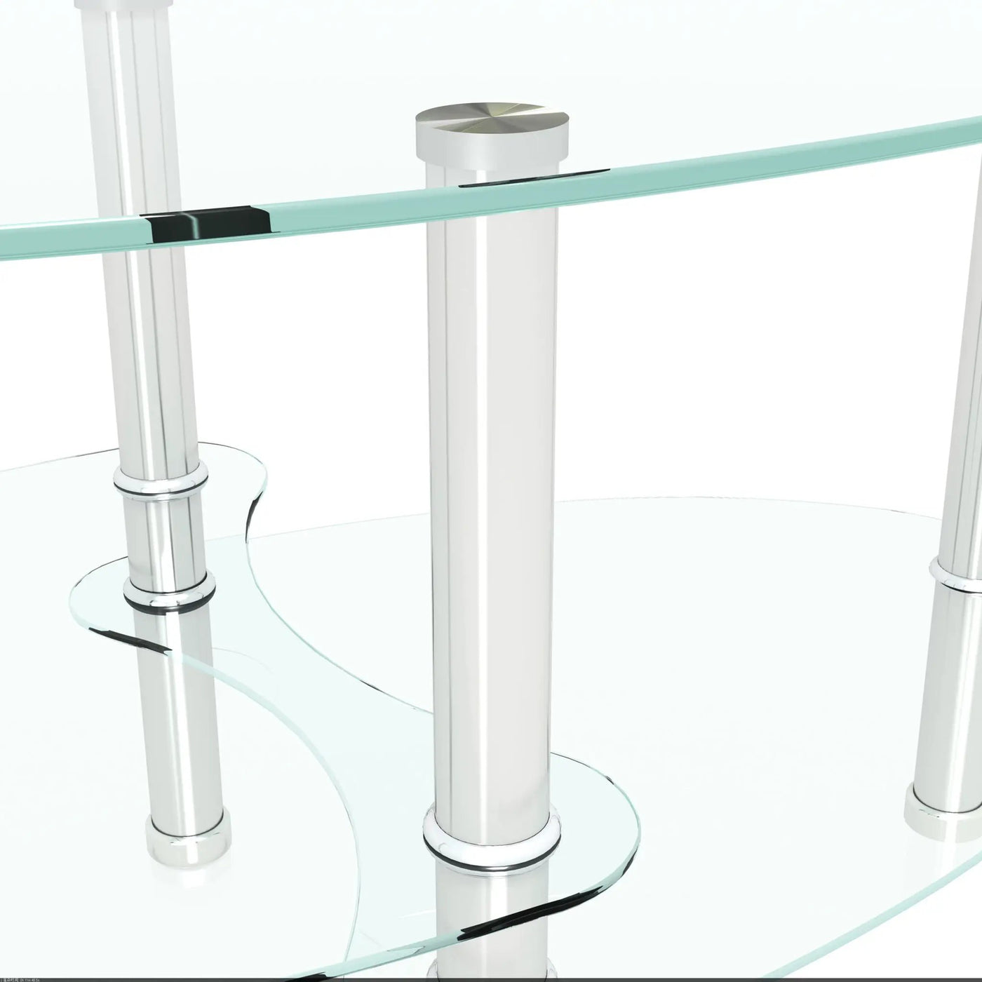 Transparent Oval Glass Coffee Table, Modern Table In Living Room Oak Wood Leg Tea Table 3-Layer Glass Table by HouseOfZazla