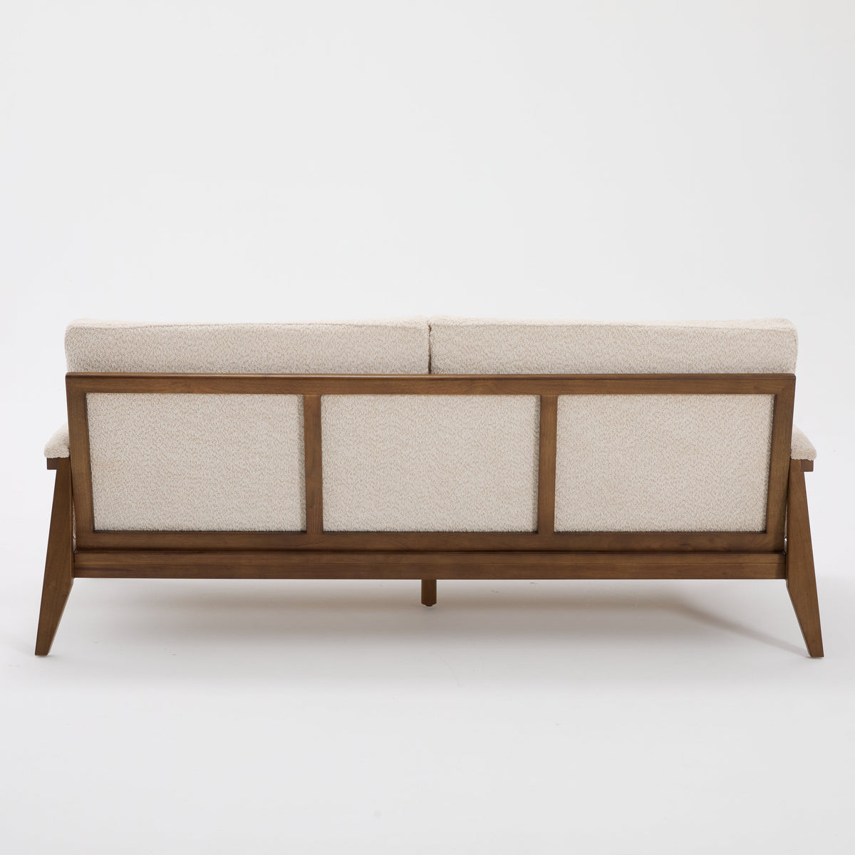 Mid-Century Modern Boucle Fabric Sofa with Solid Wood Frame, photo 9 of 10