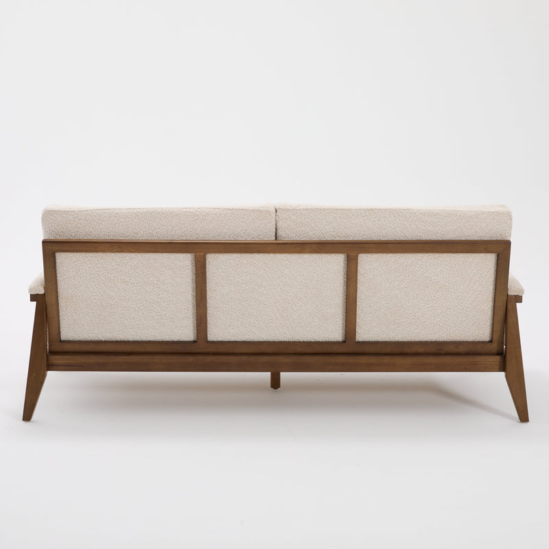 Mid-Century Modern Boucle Fabric Sofa with Solid Wood Frame, photo 9 of 10