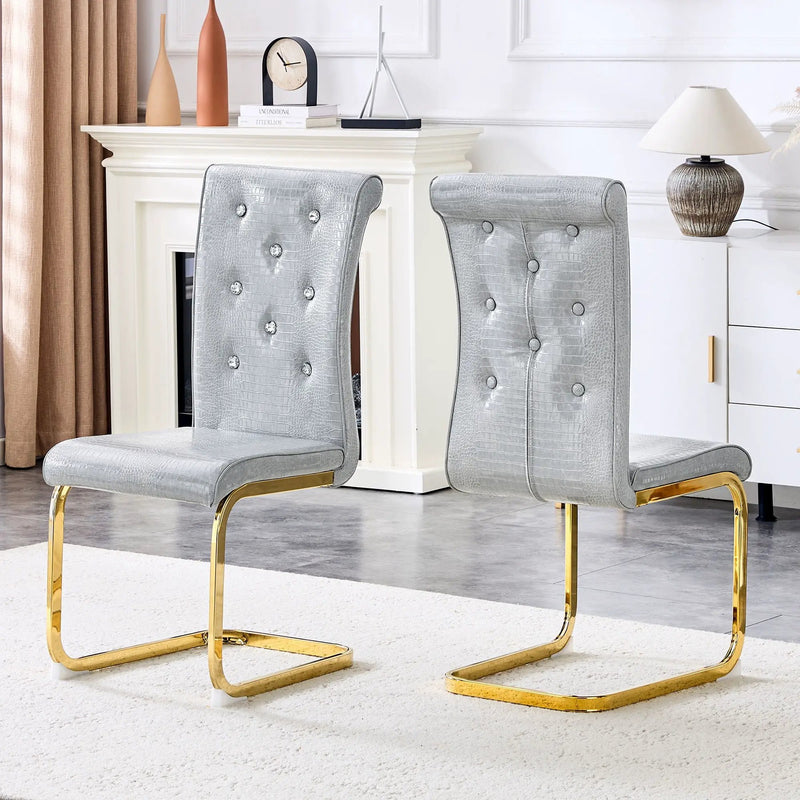 Elegant Design Alligator Skin Upholstered Dining Chairs by Unique Piece Furniture