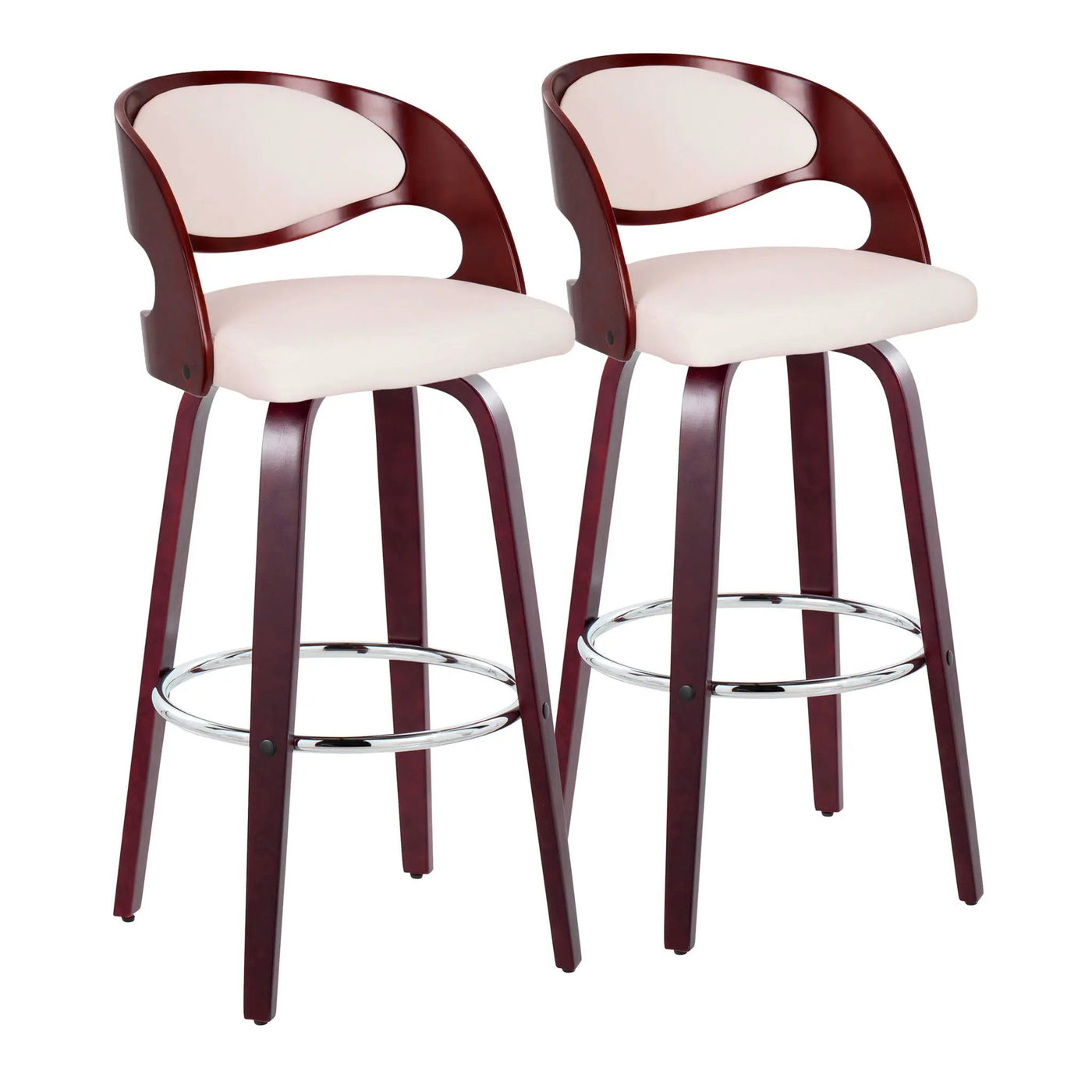 Pino - Mid Century Modern Fixed Height Barstool With Swivel & Round Footrest (Set of 2) by HouseOfZazla