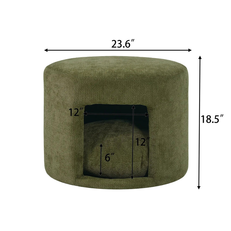 Green Pet Friendly Ottoman with Removable Pet Cushion and Hidden Pet Nook by HouseOfZazla