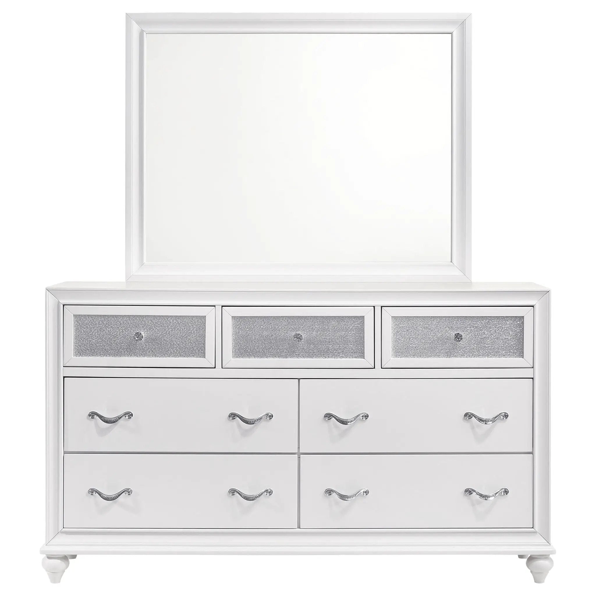 Barzini 7-drawer Dresser with Mirror White by Unique Piece Furniture