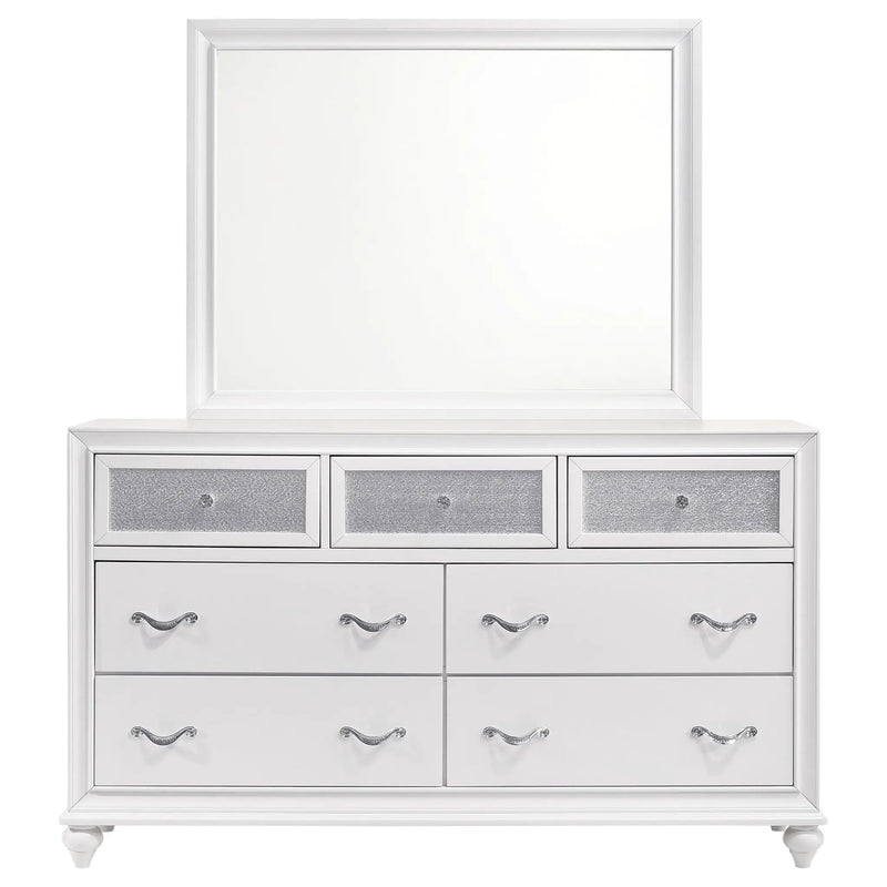 Barzini 7-drawer Dresser with Mirror White by Unique Piece Furniture