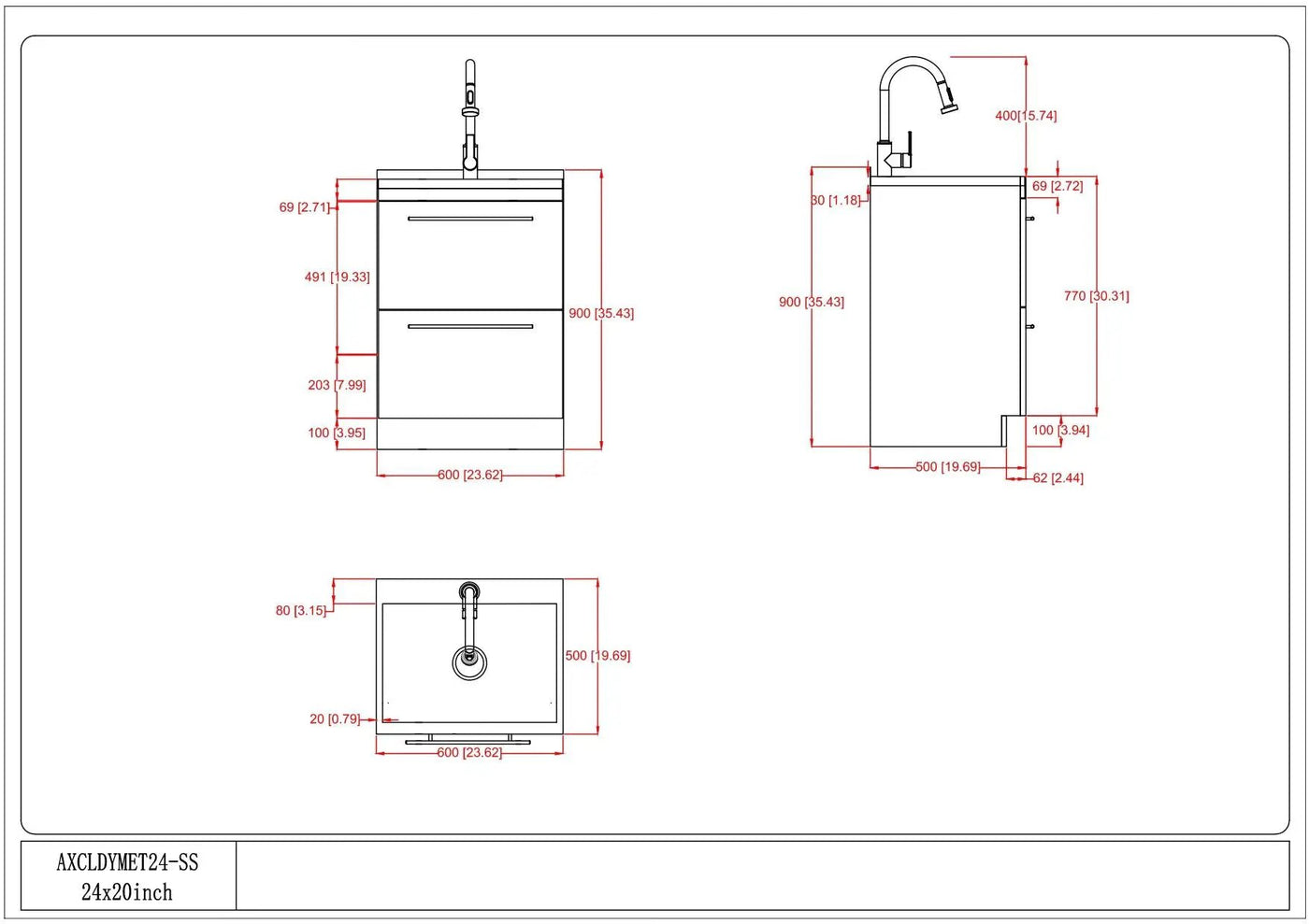 Metro - Laundry Cabinet & Faucet And Stainless Steel Sink by HouseOfZazla