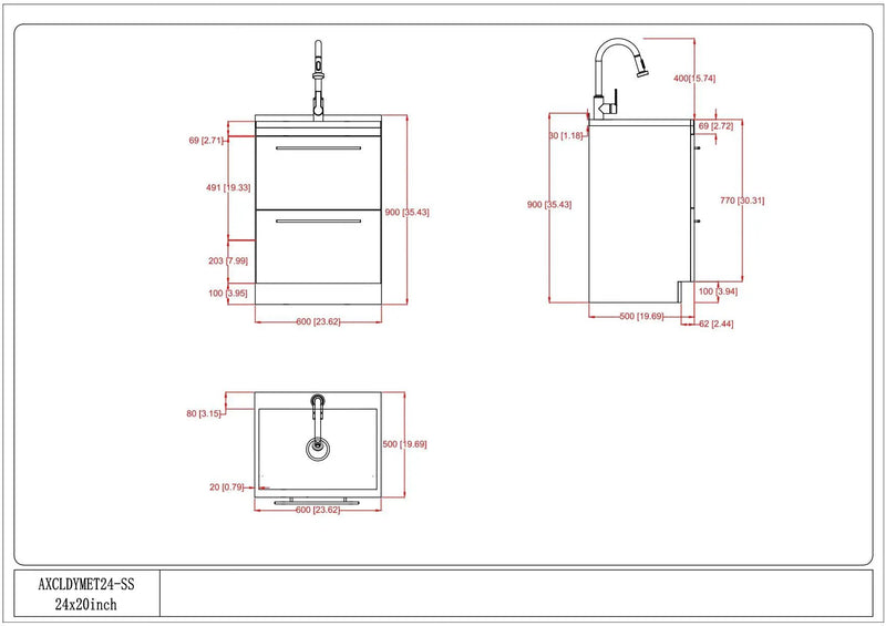 Metro - Laundry Cabinet & Faucet And Stainless Steel Sink by HouseOfZazla